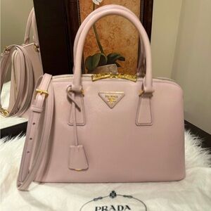 Prada Light Pink Satchel with Gold Accents